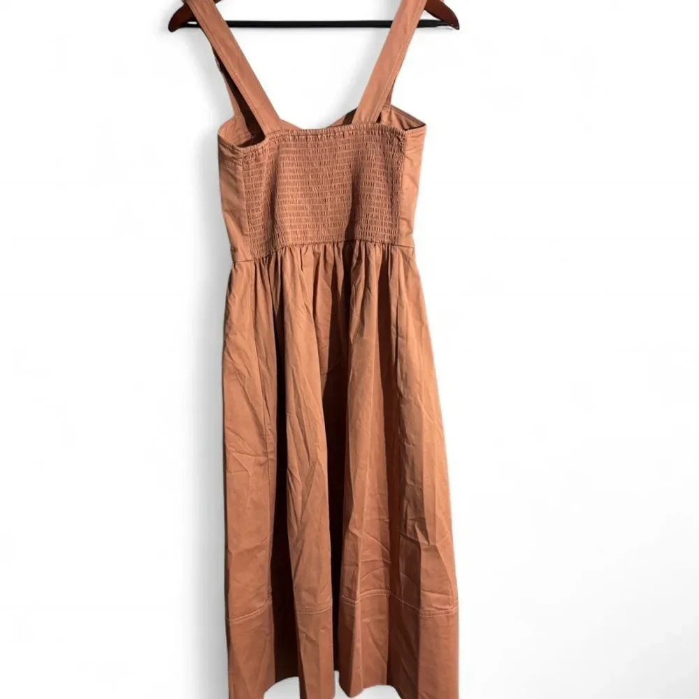 Rebecca Taylor Midi Dress in Blush Pink Smocked Back
